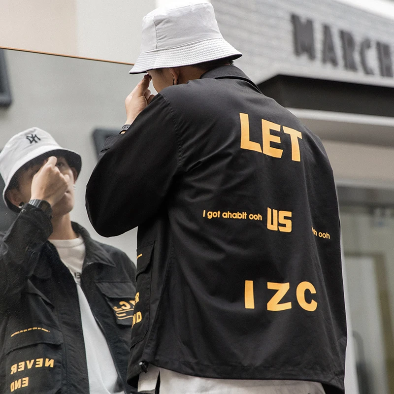 Куртка Una Reta Мужская осенняя уличная одежда в стиле хип хоп пиджак с надписью и