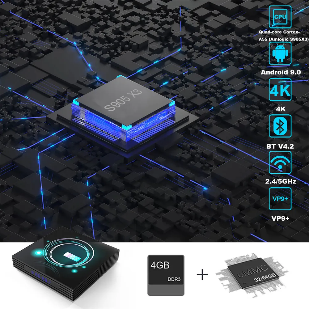 VHXSIN Android 9,0 ТВ приставка A95X F3 тонкий Amlogic S905X3 4G 32G/64G 8K HD Dual wifi Поддержка Plex медиа сервер Netflix