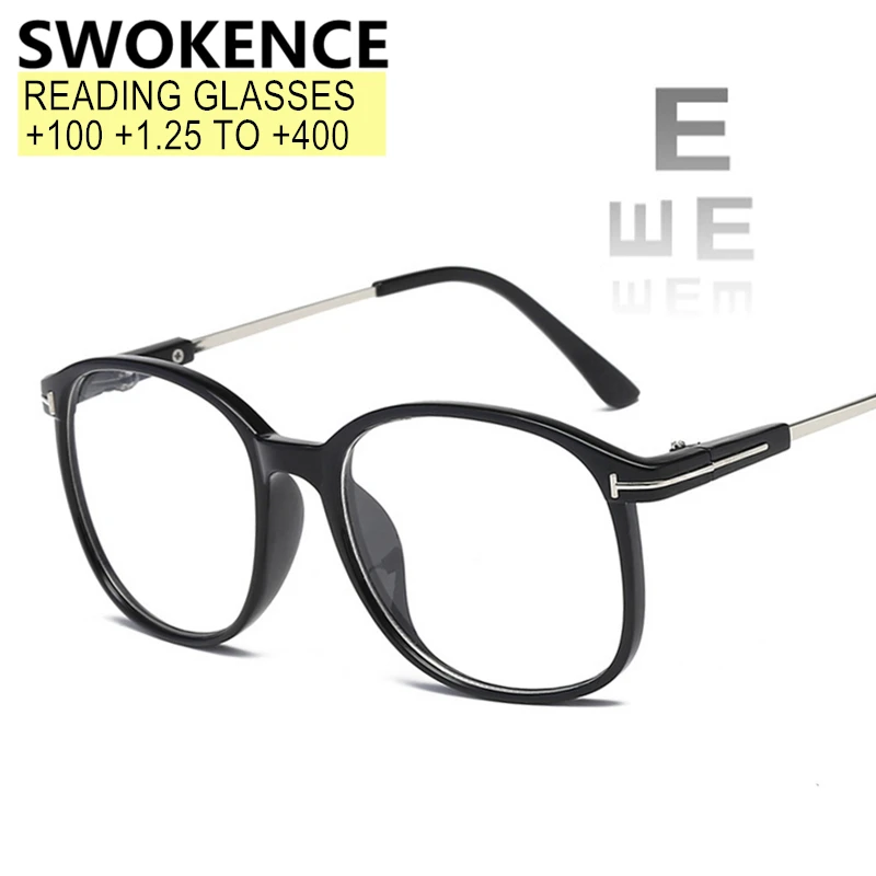 

SWOKENCE +50 +75 +100 +125 to +400 Reading Glasses Women Men High Quality Full Prescription Hyperopia Presbyopic Eyeglasses R508