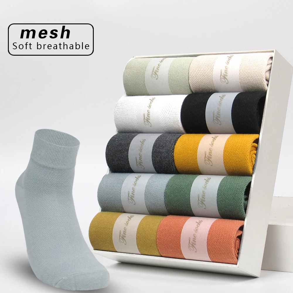 Носки мужские хлопковые 10 пар тонкие впитывающие пот дышащие японские