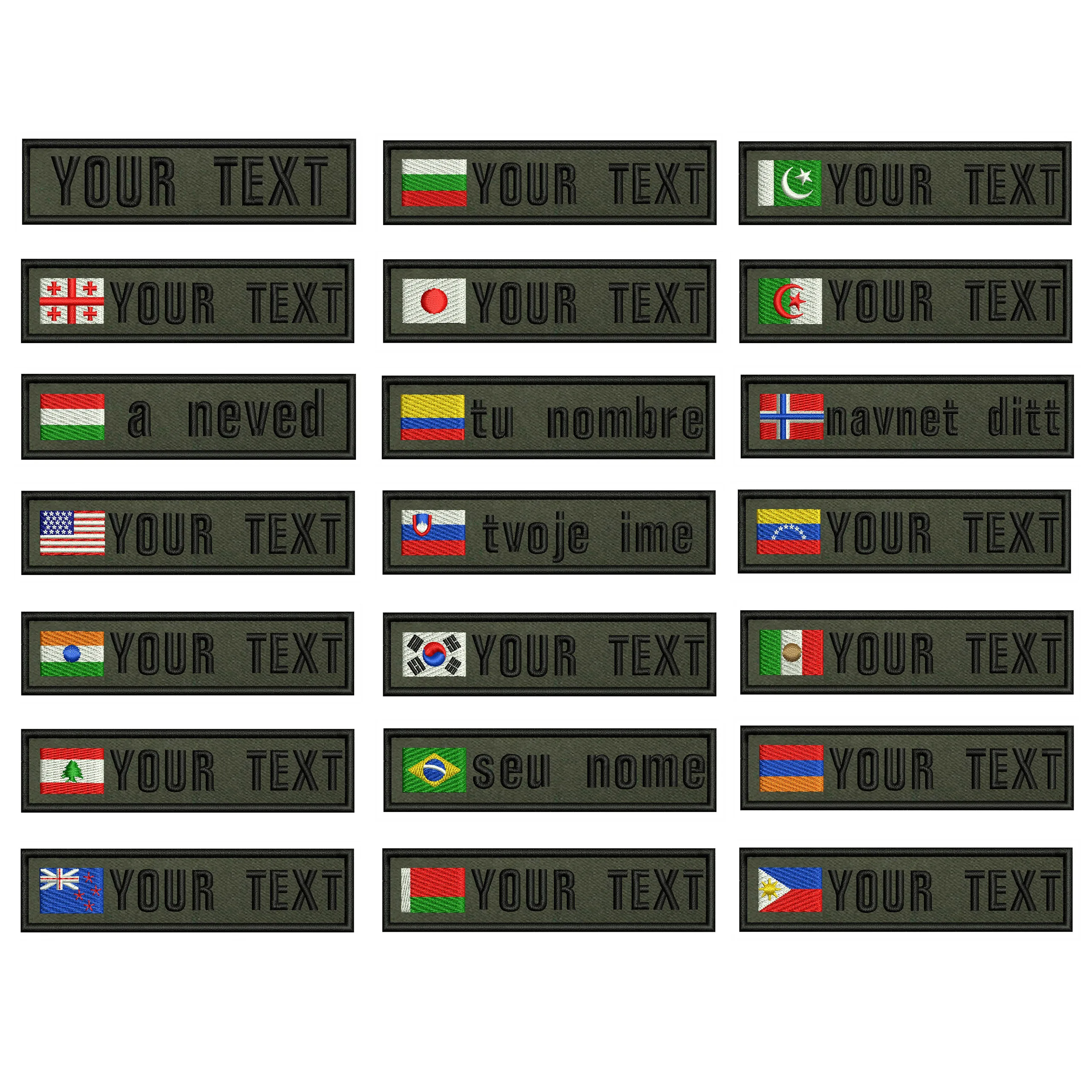 Армейский зеленый фон национальные флаги 10X2.5cm вышивка пользовательское имя
