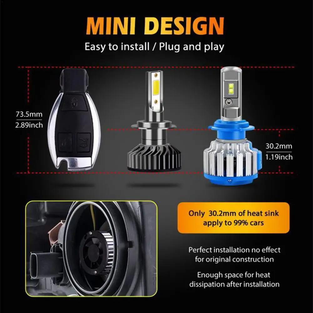 

LED Headlight Bulbs IP67 Waterproof Dual Beam Auto Head Lights Car Lights H4 880 H11 HB3 9005 HB4 9006 H13 6000K 72W 12V 7200LM