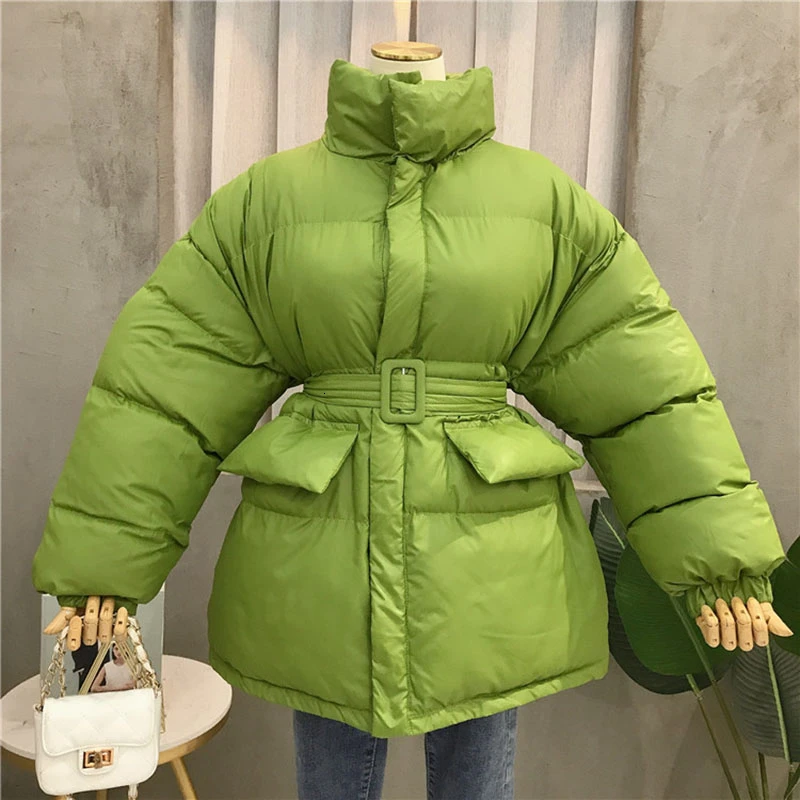 Зимнее пуховое пальто женская толстая теплая парка с воротником пузырьковое