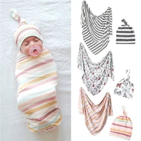 2020 baby bedding clothing newborn baby boy girl cotton swaddle wrap blanket sleeping bag swaddling headband 2pcs sets