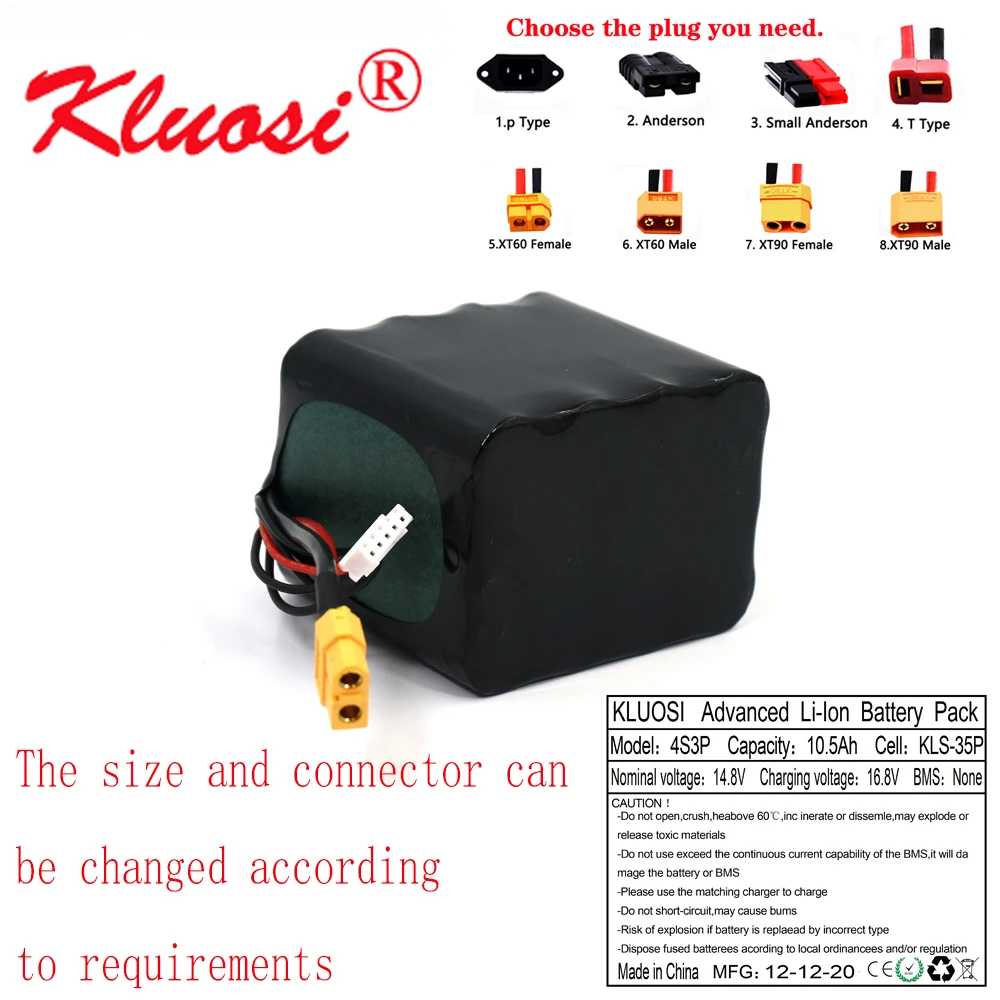 KLUOSI 14 8 V 10.5Ah 10Ah 4S3P 16 ионно литиевая Батарея высокое Ёмкость Бла (беспилотный