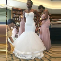 african simple mermaid wedding dresses sweetheart besded pleats wedding bridal gowns wedding party dresses court train custom