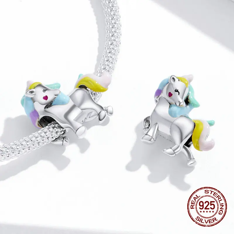 Женский браслет из серебра 100% пробы с радужной эмалью|Бусины| |