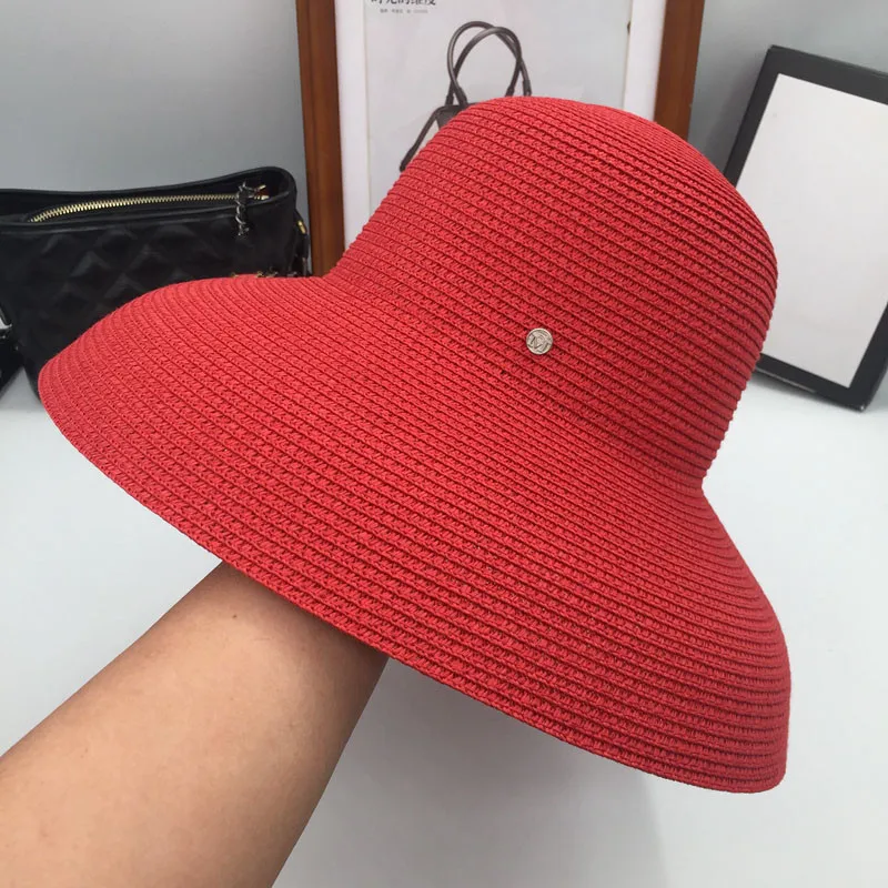 Красная и белая элегантная Соломенная Панама в стиле ретро Солнцезащитная