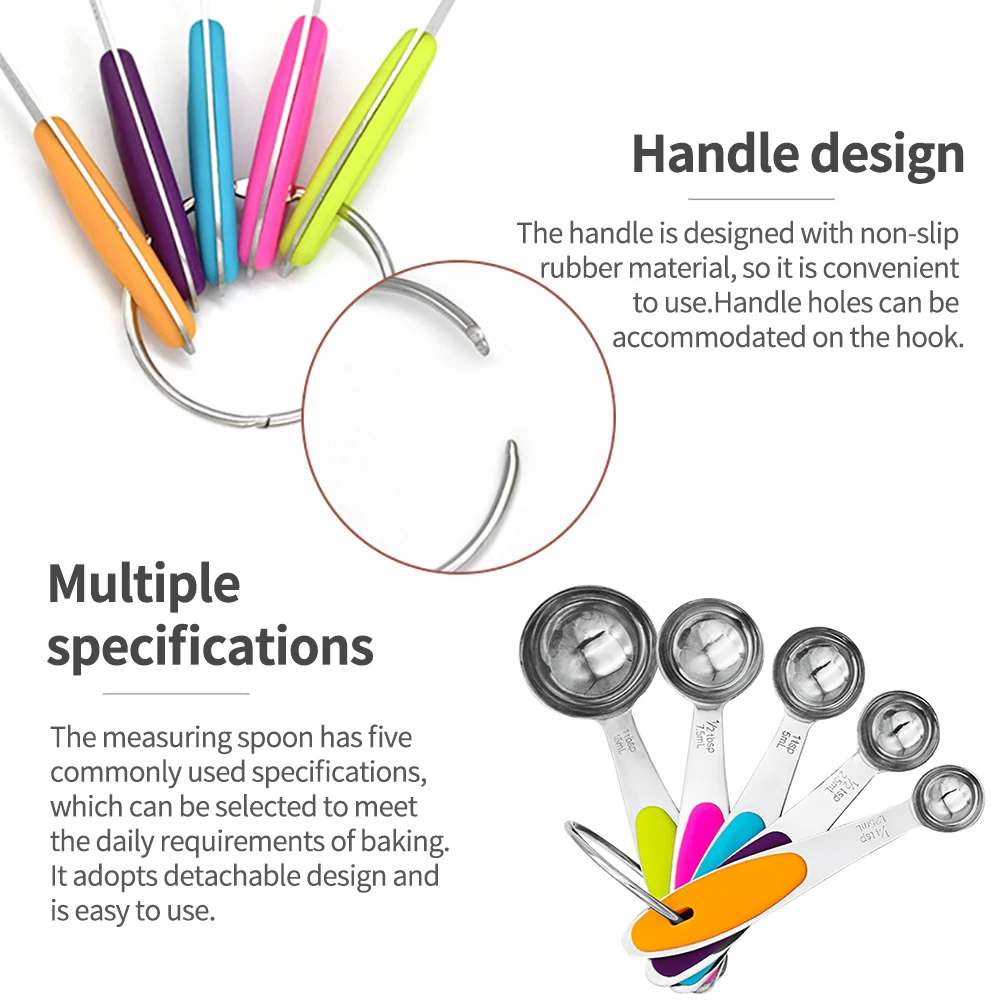 

Stainless Steel Measuring Spoon Seasoning Spoon 5 Piece Set With Graduated Measuring Spoon Set Baking Tools Measuring Spoon