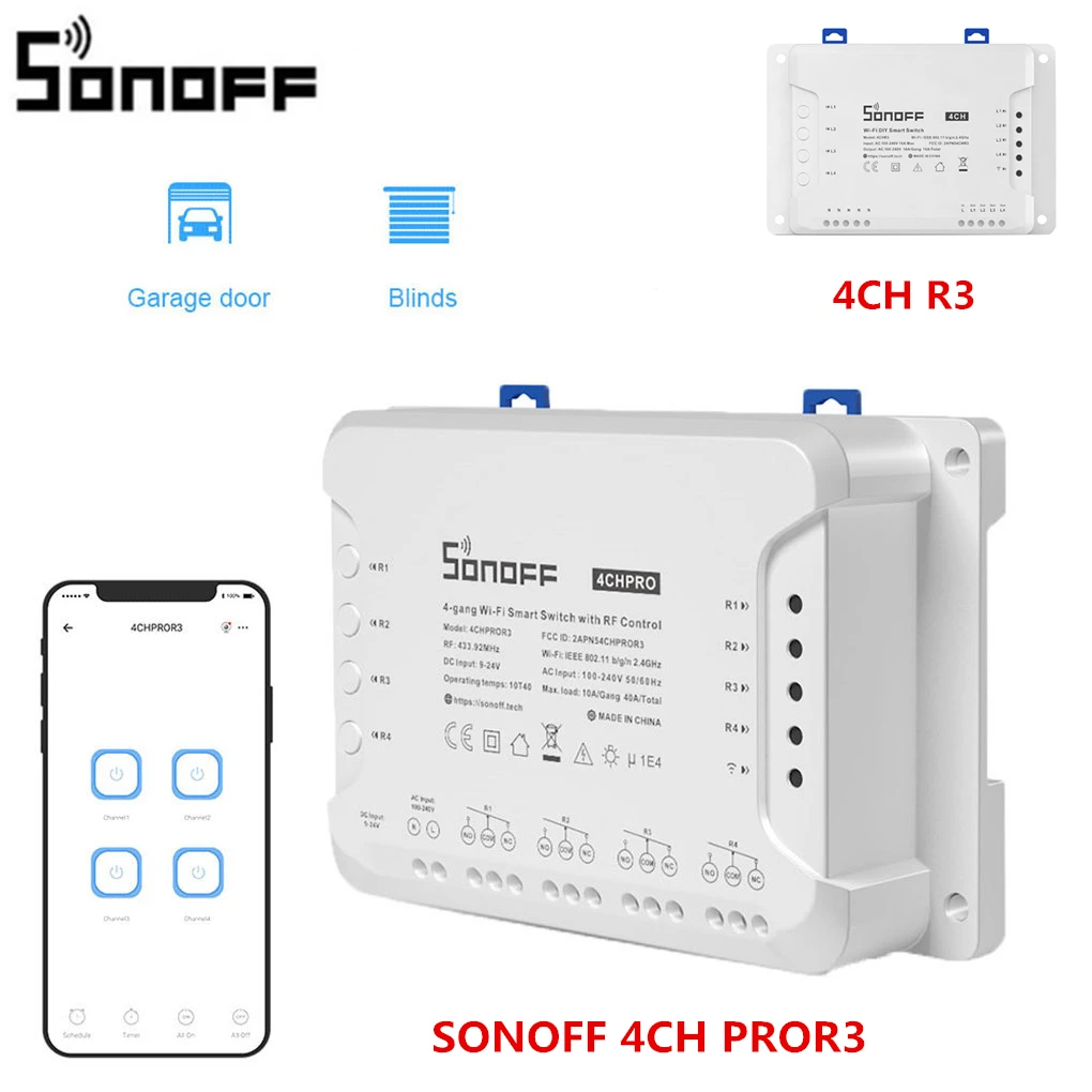 Умный выключатель SONOFF 4CH PRO R3/R3 4 GANG Wifi Беспроводной Выключатель с дистанционным