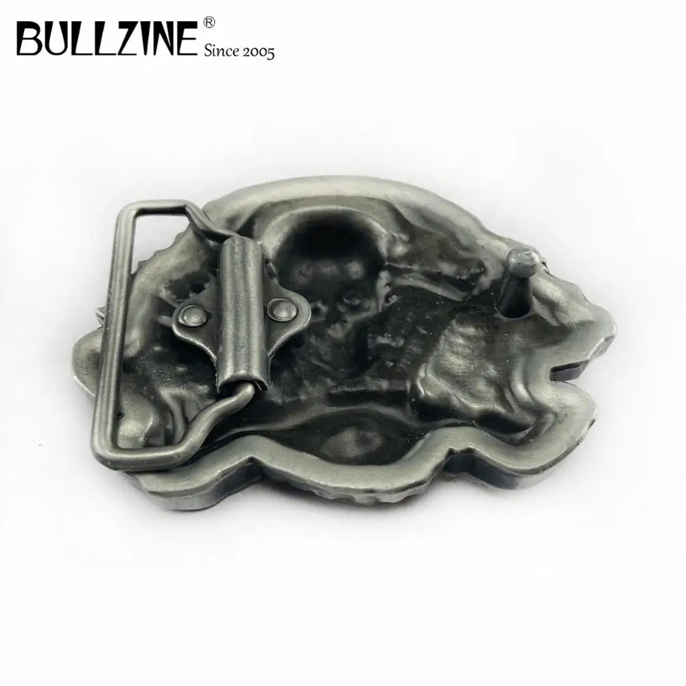Пряжка для ремня Bullzine с черепом и Оловянным покрытием цветной эмалью FP-02475