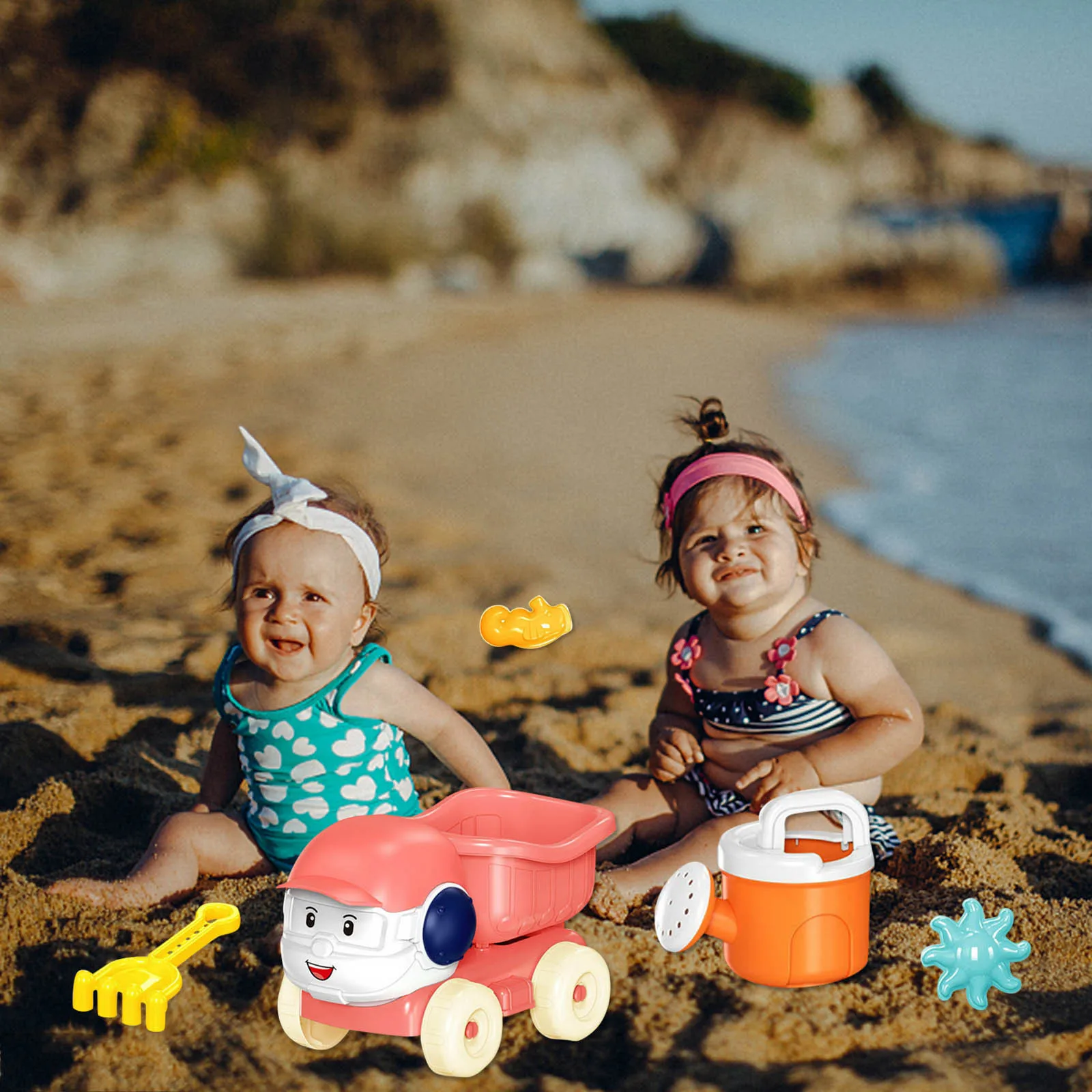 

6PCS Summer Children's Beach Toys Snow Multifunctional Parent-Child Interactive Educational Set Beach Bucket Shovel Outdoor Toys