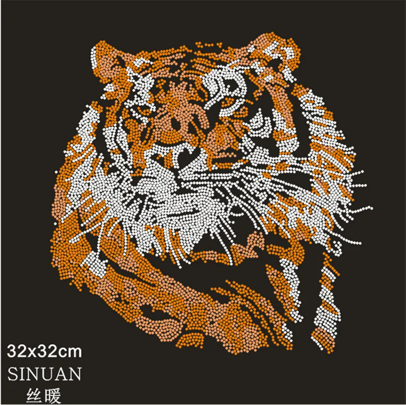 Тигр стразы мотив футболка горячей фиксации кристалл на заказ Стразы наклейки