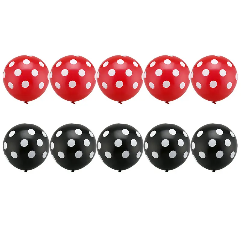 red black 10 шт./лот латексные шары в красный и черный горошек Божья коровка свадебные декоративные принадлежности Globos Baby Shower Микки Маус тематические вечерние шары - Цвет: red black