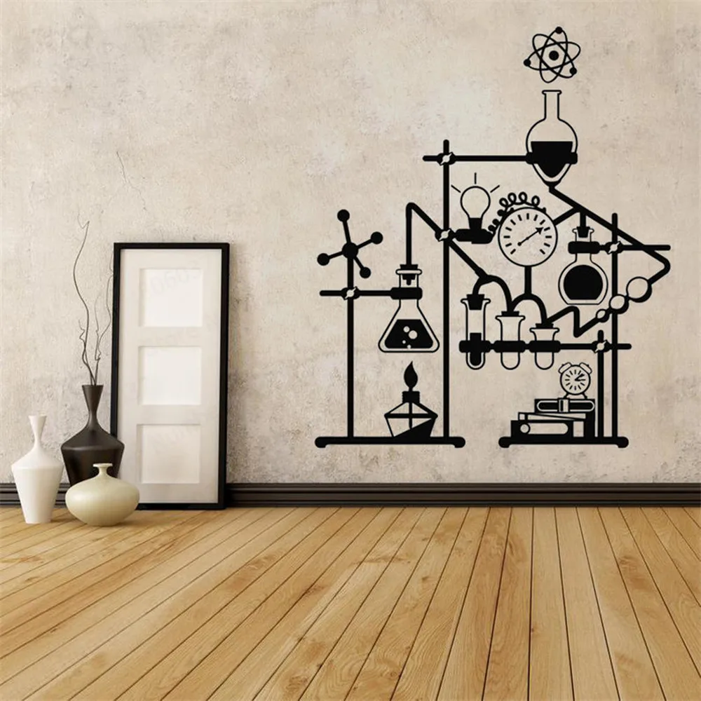 Room Decor Vinyl Wall Decal Chemistry School Science Chemistry Laboratory Research Institute Wall Decoration Sticker Mural WL198