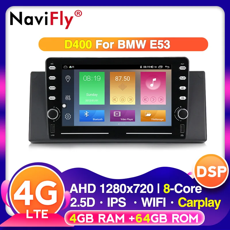 NaviFly Android system DSP IPS for 5 Series BMW E39 X5 E53 Car Multimedia GPS navigation BT RDS Radio wifi 4G SIMS | Автомобили и