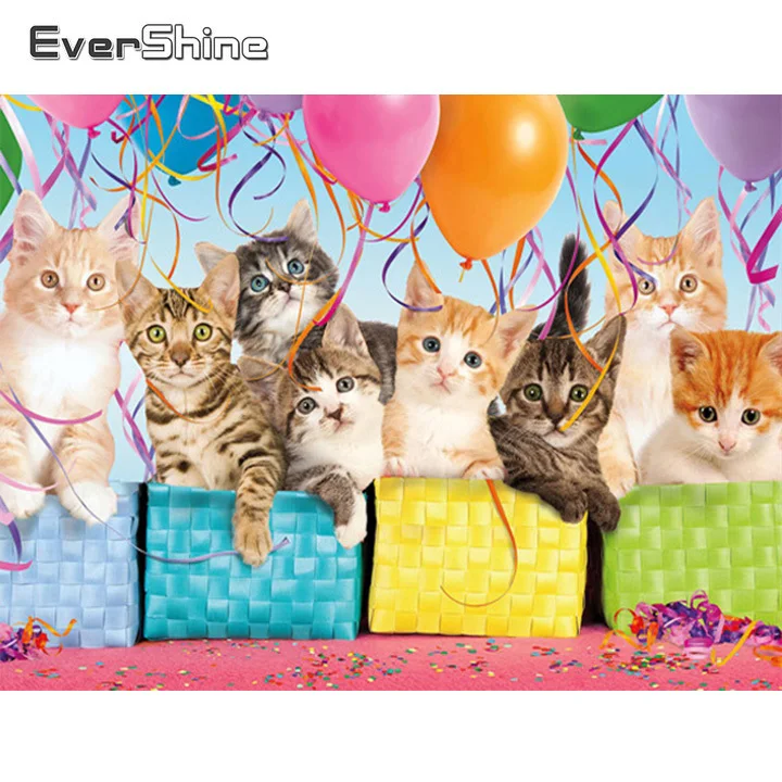 

Evershine Алмазная вышивка кошка вышивка крестиком Алмазная мозаика животные картина стразы воздушный шар домашнего декора кустарный