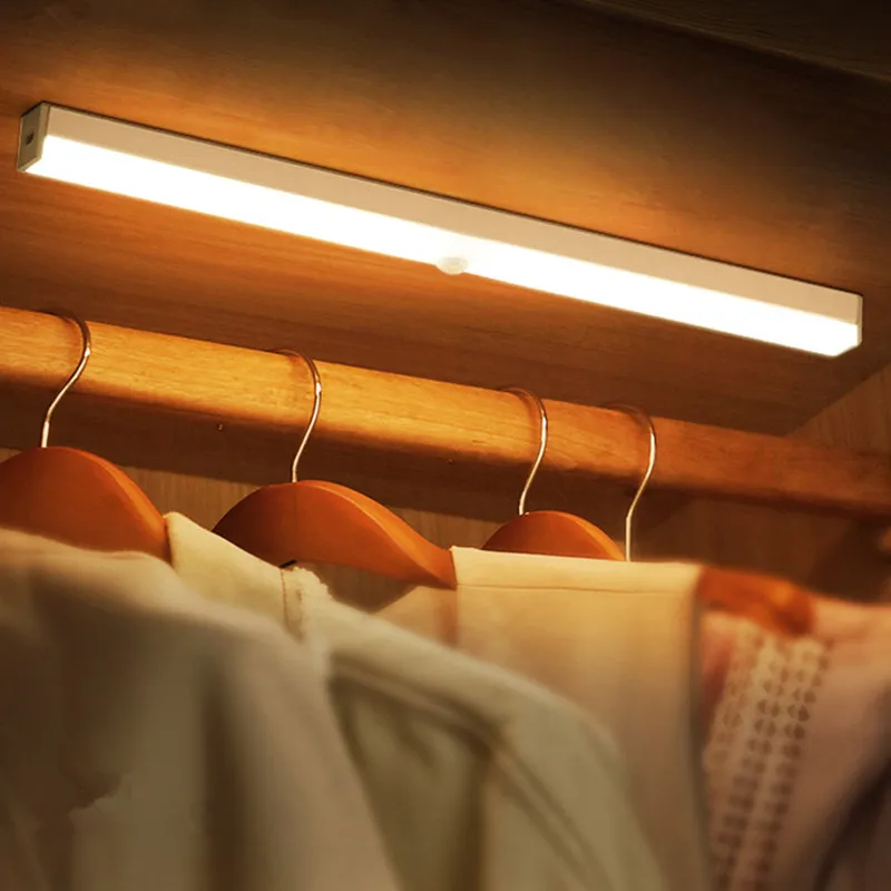 LED Lighting Under Cabinet Lights Led Motion Sensor Closet Lighting Kitchen Bathroom Night Lights Bedroom Wardrobe USB Charge
