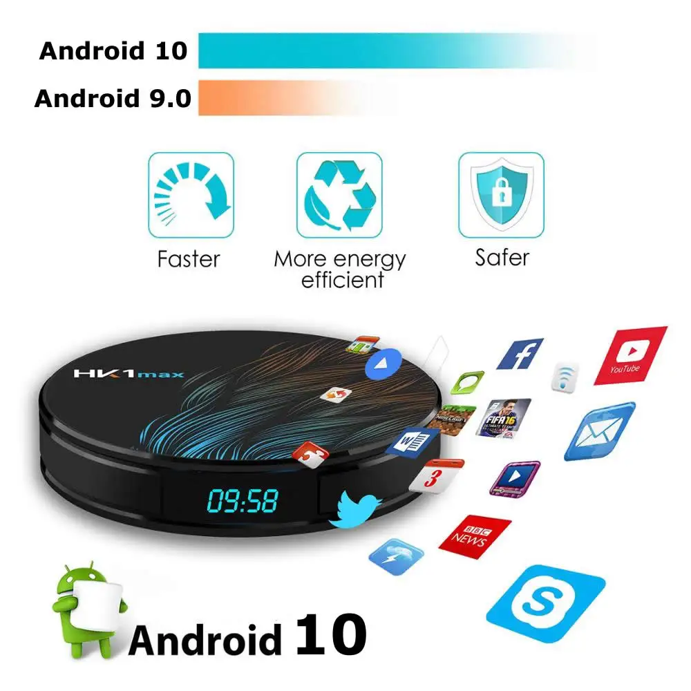 Android 10 Smart TV BOX HK1 MAX RK3318 четырехъядерный процессор 4 ГБ ОЗУ 128 Гб ПЗУ 2 4G/5G двойной WIFI