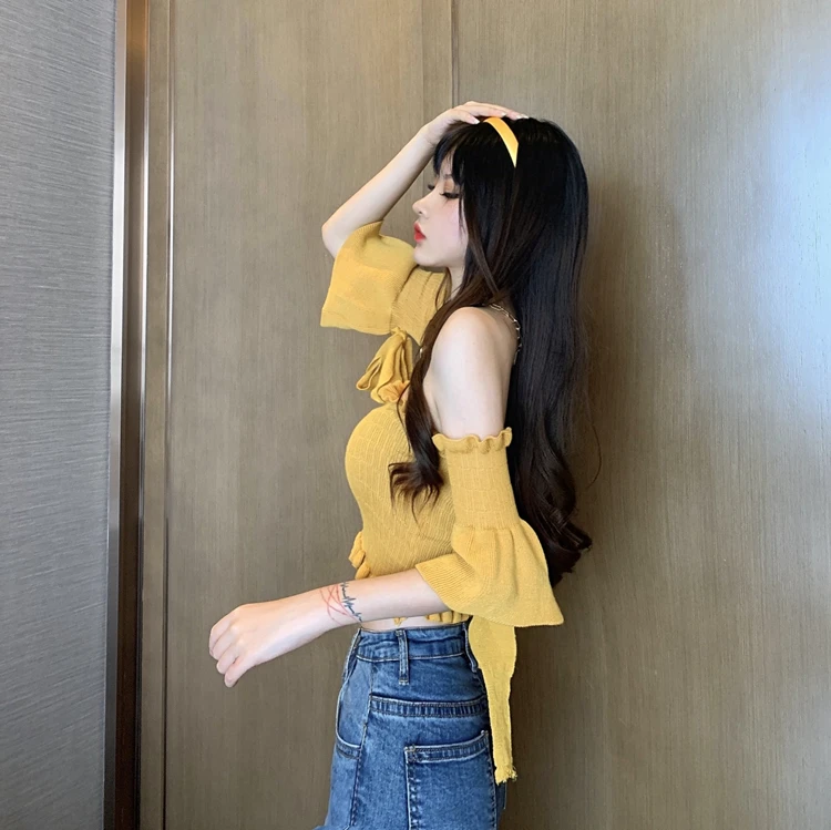 

Sexy Summer Style Off Shoulder Slash Neck Tops Ladies Korean Clothes Club Crop Top Shirts Fashion Brands Woman Blouses New