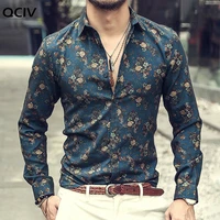 2020 new mens silk satin floral printed shirts male slim fit long sleeve flower shirts print casual party shirt tops m 3xl