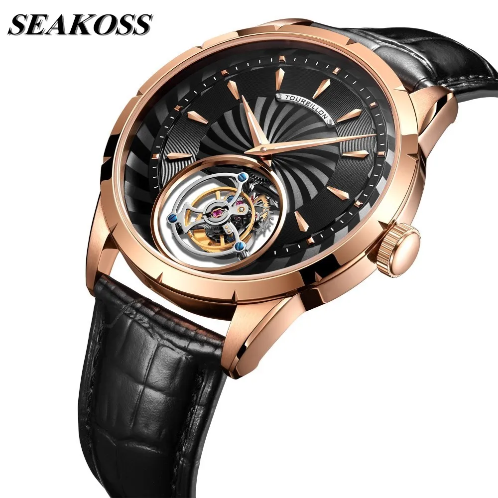 Часы мужские механические с турбийоном роскошные оригинальные светящиеся