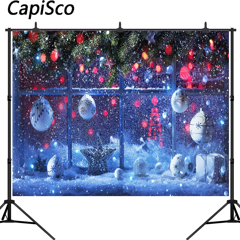 Capisco Рождественская фотография Фон зимнее Окно Снег звезды украшение фон