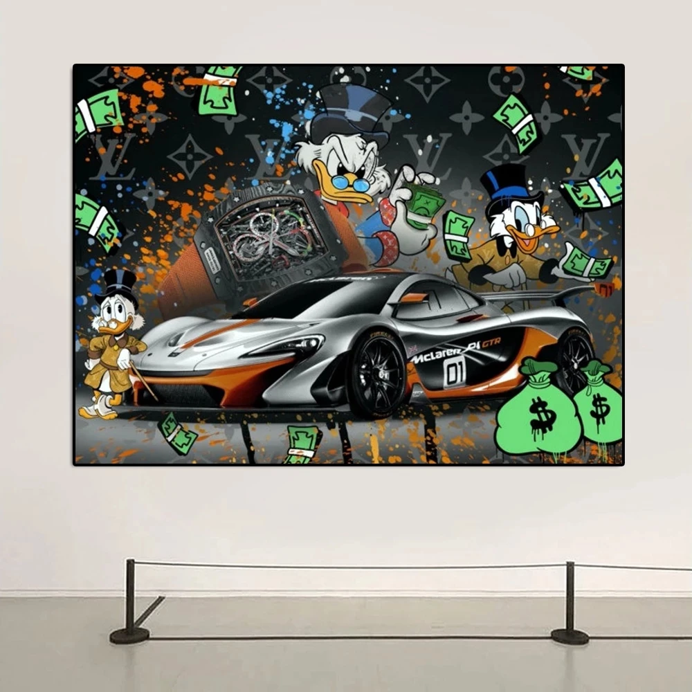 

Wall Artwork Donald Duck Pictures Graffiti Canvas Posters Home Decoration Disney Modular Painting HD Print No Frame For Bedroom