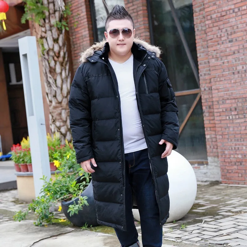 Мужская удлиненная куртка-пуховик больших размеров X-Long с меховым воротником 10XL