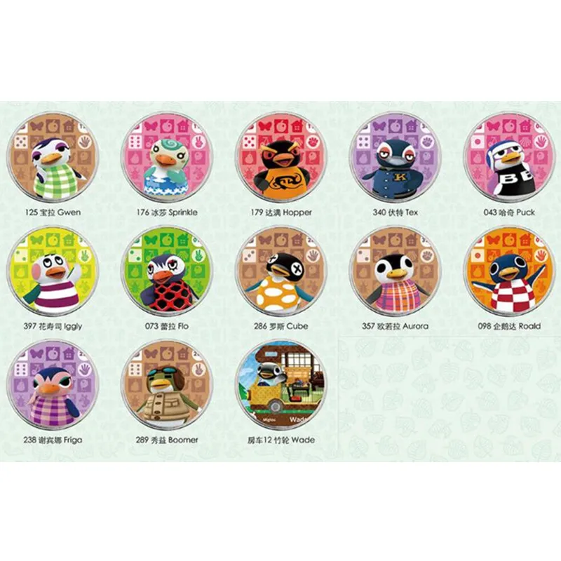 

13pcs Penguin Animal Crossing Card Round Animal Crossing Nfc Coin Card Work for Ns Games Fast Shipping