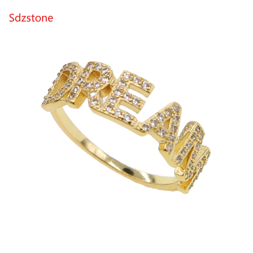 Кольцо для женщин желтое золото с надписью прозрачное фианитами | Украшения и