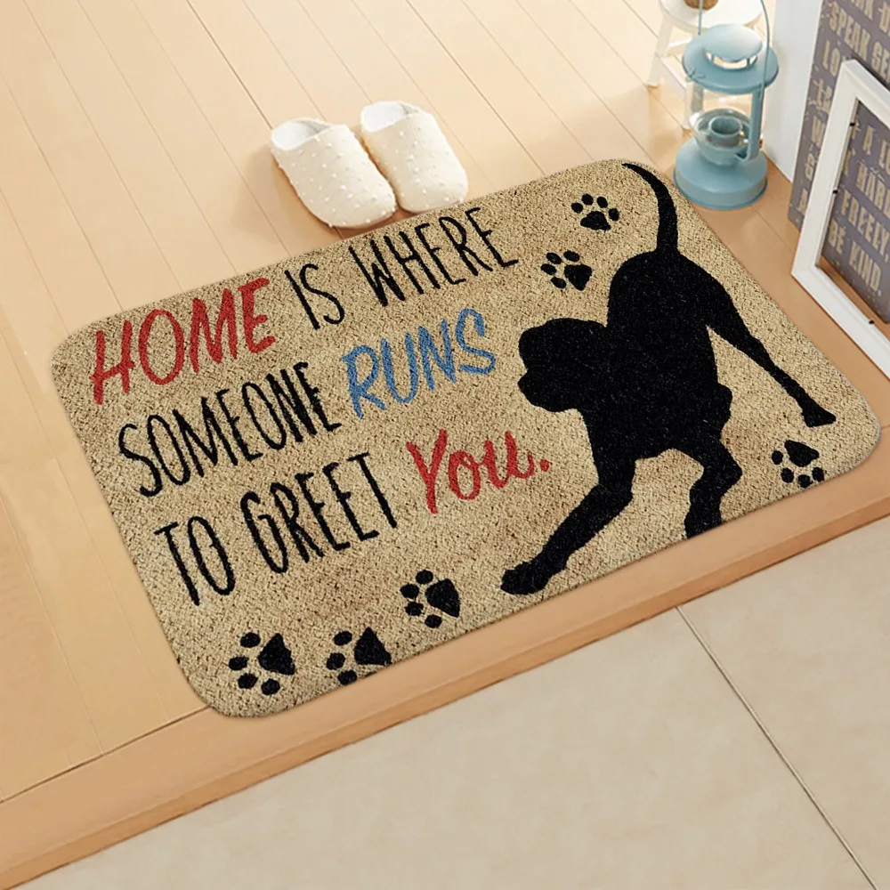 

Welcome Mat Entrance Anti-Slip Mat Hallway Letter Flower Printed Carpet For Room Bedroom Home Kitchen Doormat Art Pad 60x40cm