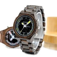 bobo bird dual display male watch mens watches mens 2020 led wooden digital watch for man handmade quartz wristwatches