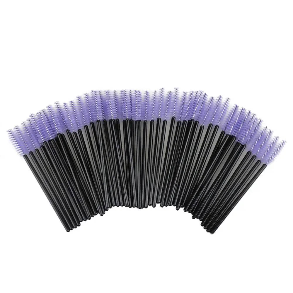 1000pcs/lot Disposable Nylon Mascara Wands Light Purple Black Handle Brushes Lashes Makeup Brushes Eyelash Extension Tools