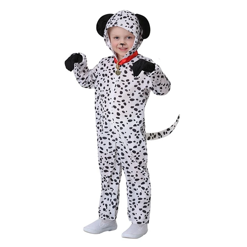 halloween Kids Boys Onesie Dalmatian Spotty Dog Cosplay Costume Black White Cute Animal Kigurumi Jumpsuit Pajama for Adult | Тематическая