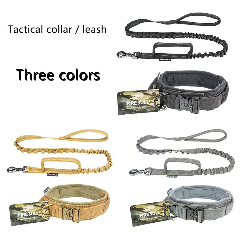 Ошейник и поводок для домашних питомцев тактический регулируемый быстросъемный