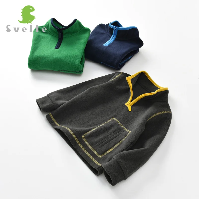 Флисовые пуловеры для мальчиков SVELTE толстовки с капюшоном и полумолнией детские