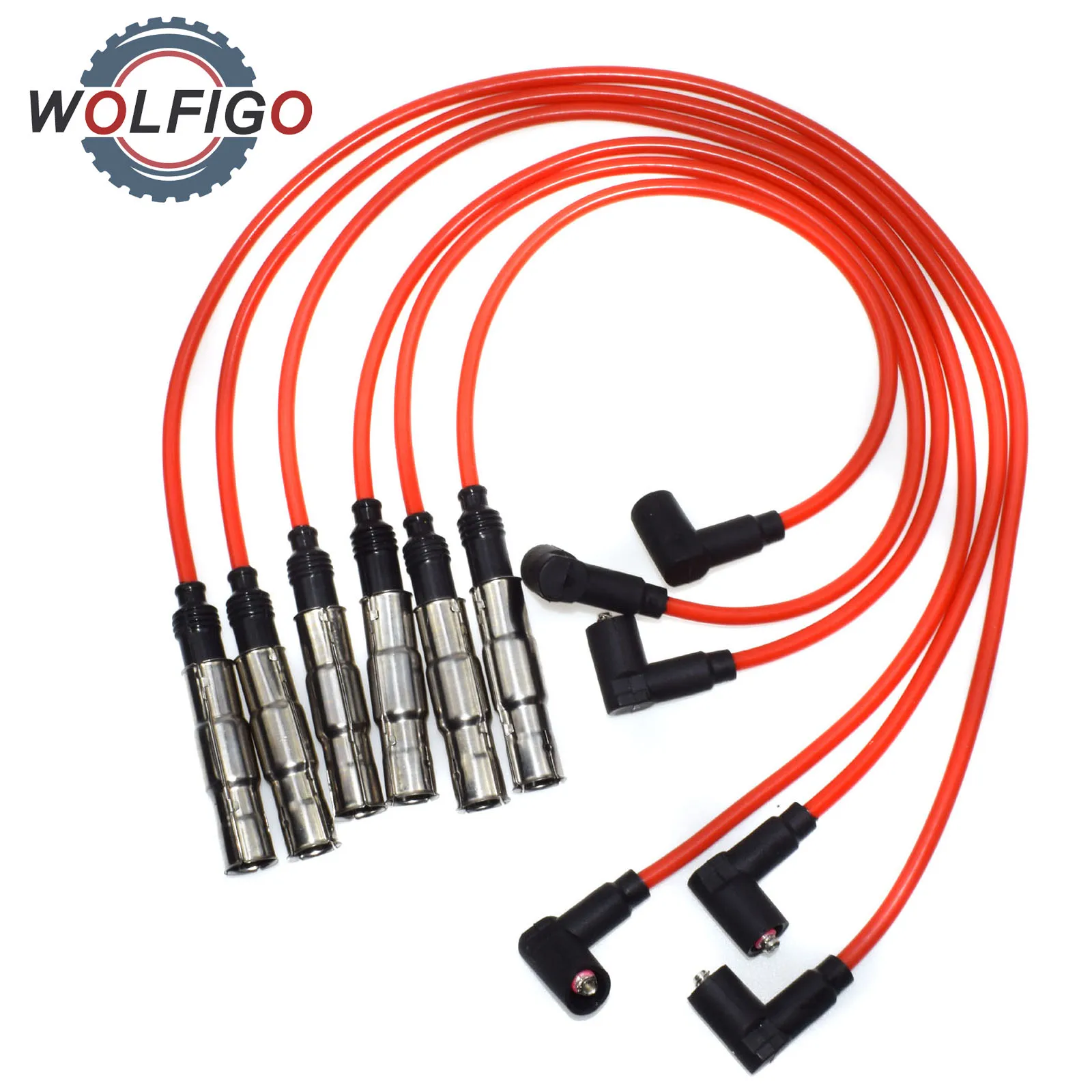 WOLFIGO 6 шт. Свеча зажигания провода кабель комплект 430NC подходит для VW Golf Jetta Passat VR6 1993-1999 2.8L-V6 021998031 021998031A 021998031D