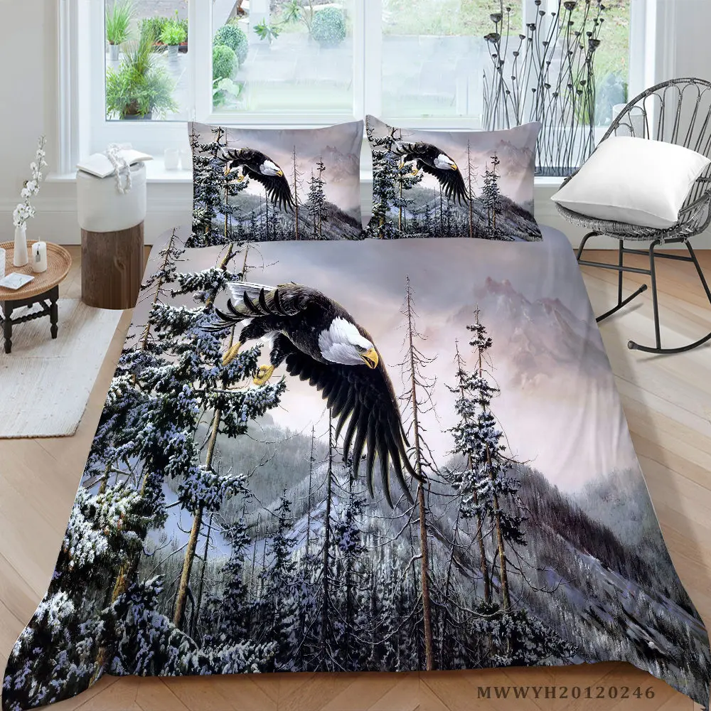 

King Size Bedding Set Eagle Cool 3D Fashion Duvet Cover For Boys Queen Twin Full Single Double Forest Bed Set Lifelike
