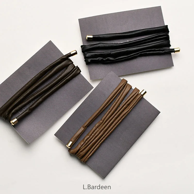 Новинка 2021 Женская винтажная кожаная заколка для хвоста длинные волосы повязка