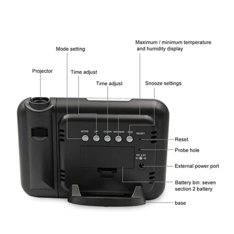 Проекционный цифровой датчик погоды с ЖК дисплеем будильник цветной дисплей