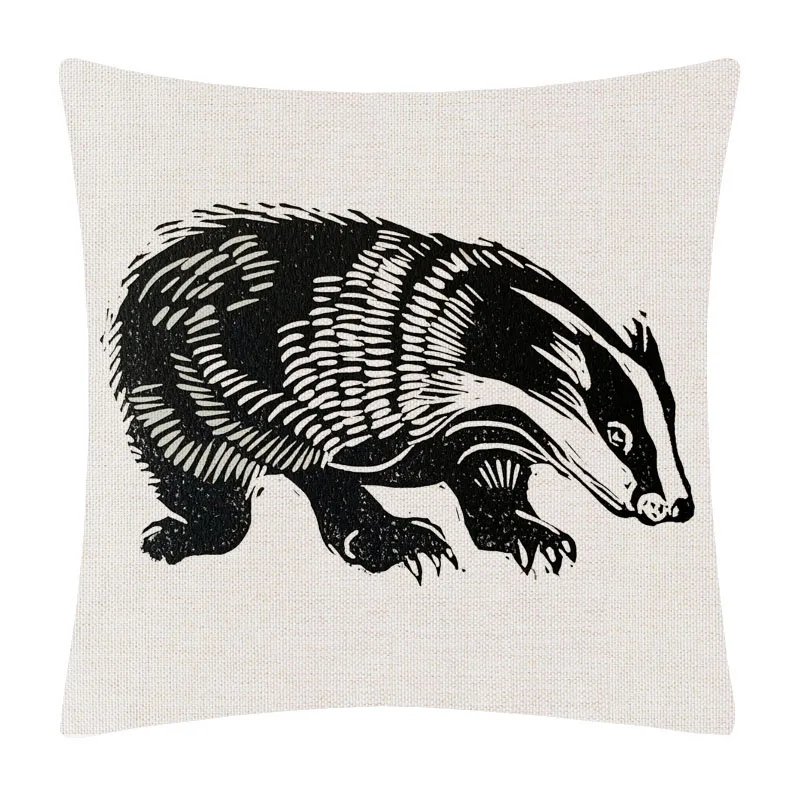 Cartoon Badger Animal Cushion Covers Linen Throw Pillow Cover 45X45cm Sofa Decoration | Дом и сад