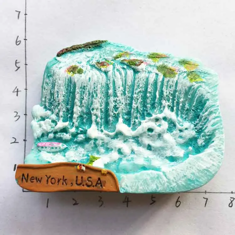 Магнитный сувенир на холодильник США Нью-Йорк Ниагара Фолз стрео синяя наклейка