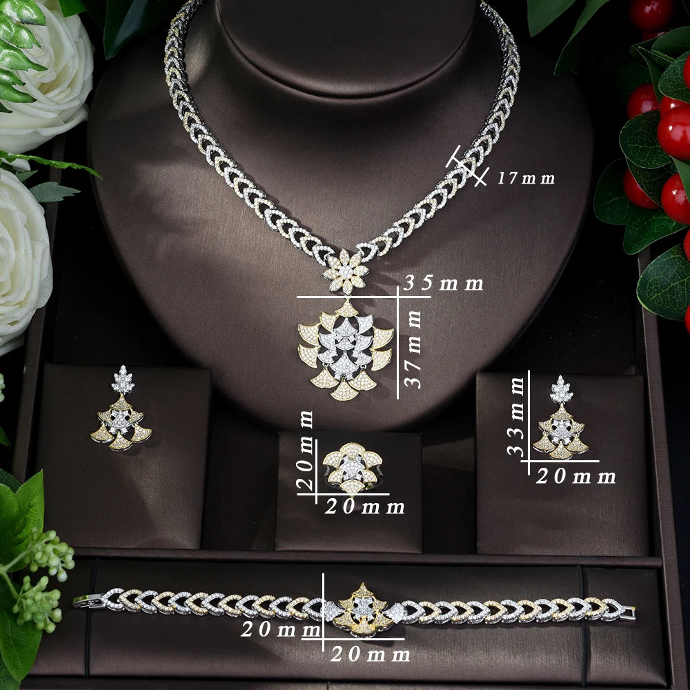 HIBRIDE высококачественный кубический цирконий для невесты комплект ювелирных