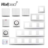 wallpad s6 white wall light switch led dimmer 1 2 3 gang intermediate cooker ac 2p switch brushed plastic diy free combination