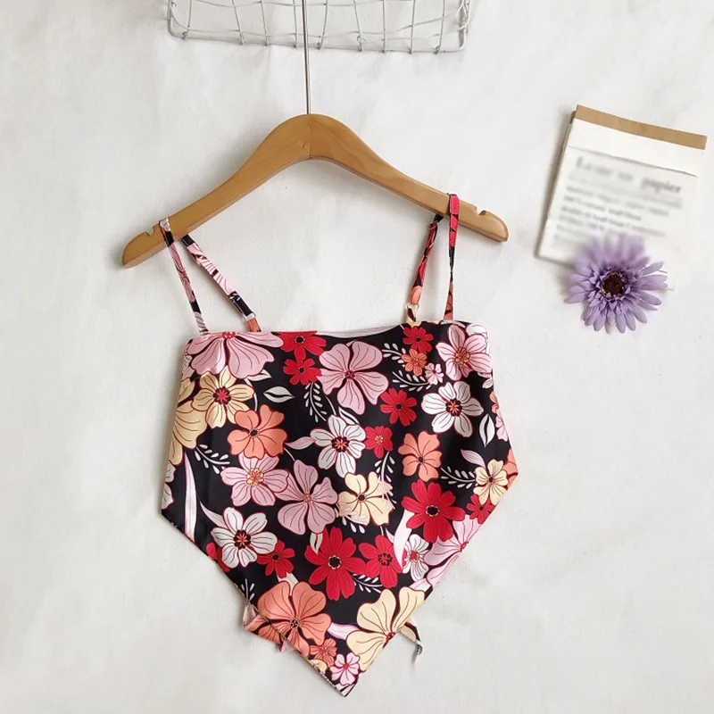 

Women Sexy Fashion Printed Backless Bow Tie Camis Tank Vintage Spaghetti Strap Summer Female Shirts Chic Tops