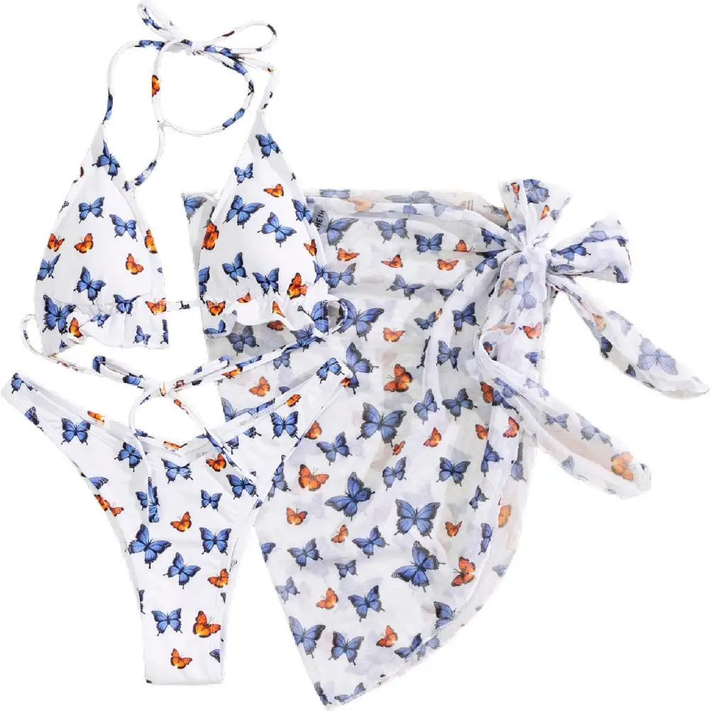 

Women Sexy Butterfly Printed Push-Up Bra Underwear Split Swimsuit Bikini Set Swimwear for Beach Swimming Durable simple and styl