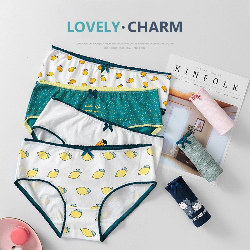 Женские трусы летние с рисунком фрукт манго ананаса милые для молодых девушек