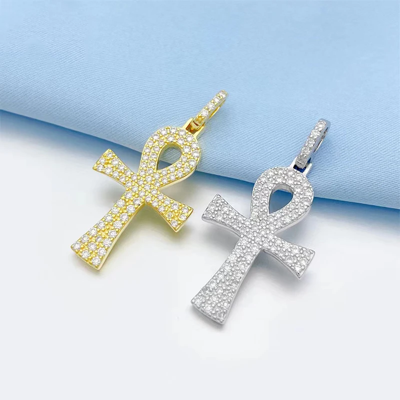 

Hiphop 925 Sterling Silver VVS Moissanite Cross Pendant 100% 925 Sterling Silver Bling Iced Out Moissanite Pendant Fine Jewelry