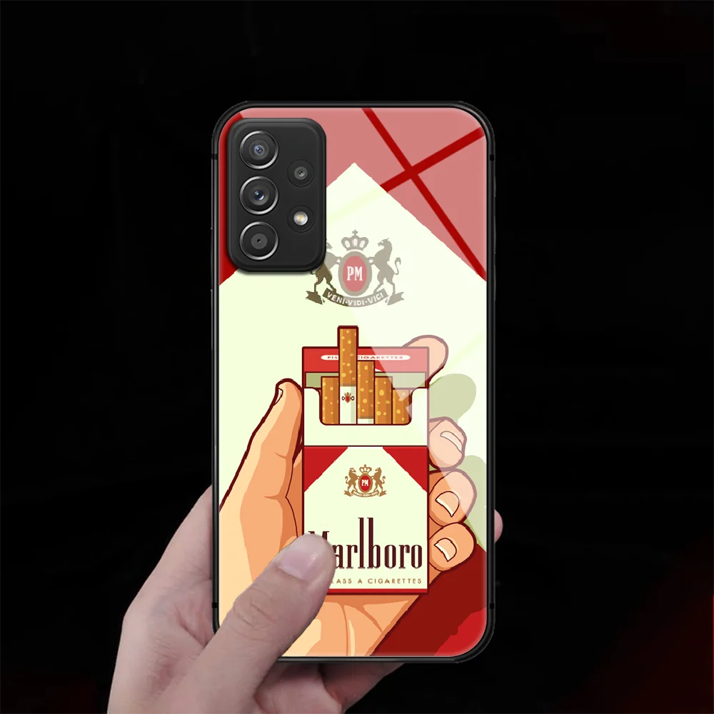 

Cigarette Tempered Glass Phone Case Cover For Samsung Galaxy A M 10 12 20E 21 31 40 50 51 52 70 71 72 S Etui Black Etui